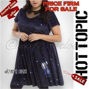 Hot Topic BBC Doctor Who Galaxy TARDIS Blue Velvet Skater Dress 3X 22 24